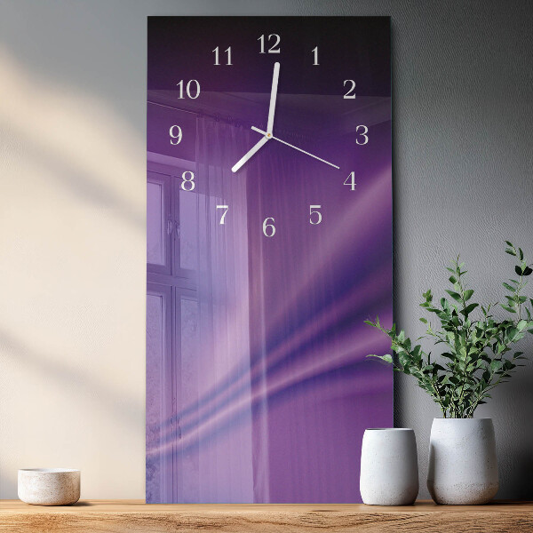 Vertical wall clock Waves of purple