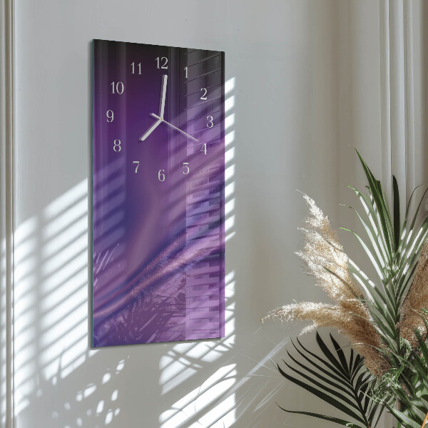 Vertical wall clock Waves of purple