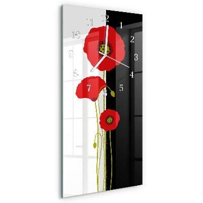 Vertical wall clock Poppy heads