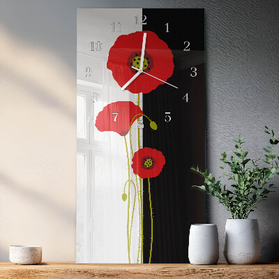 Vertical wall clock Poppy heads