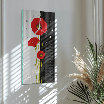 Vertical wall clock Poppy heads