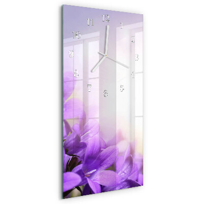Vertical wall clock Purple flowers