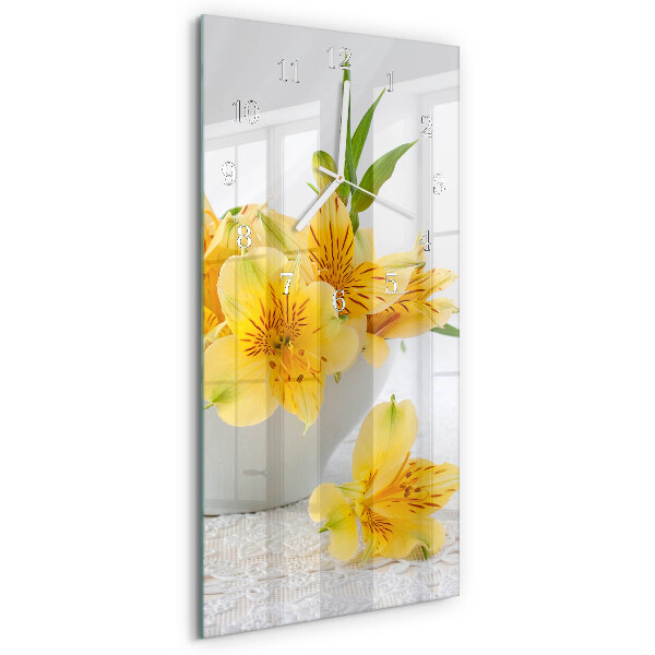 Vertical wall clock Yellow flowers