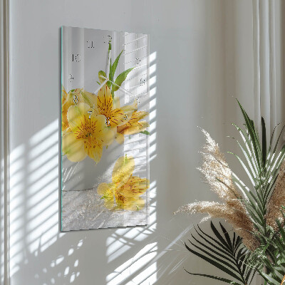 Vertical wall clock Yellow flowers