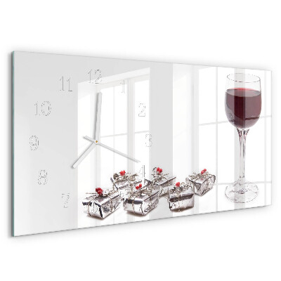 Horizontal wall clock Wine glass