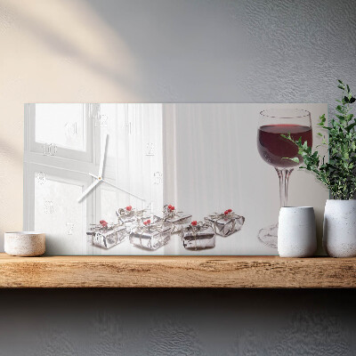 Horizontal wall clock Wine glass