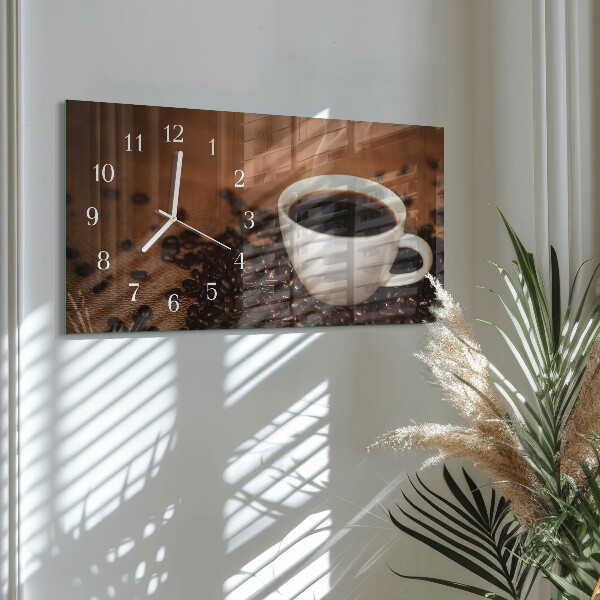 Horizontal wall clock Hot coffee