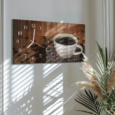 Horizontal wall clock Hot coffee