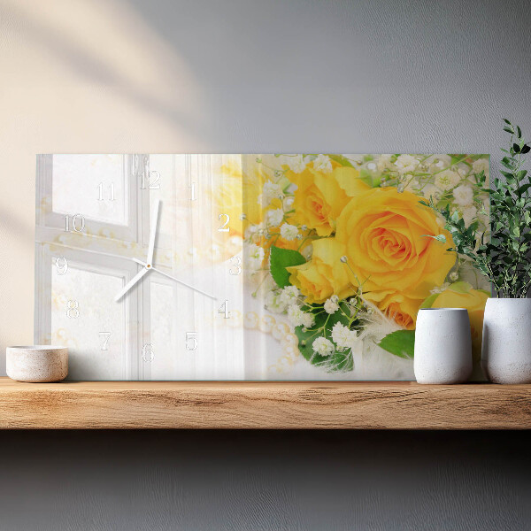Horizontal wall clock Flowers