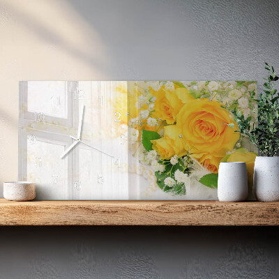 Horizontal wall clock Flowers