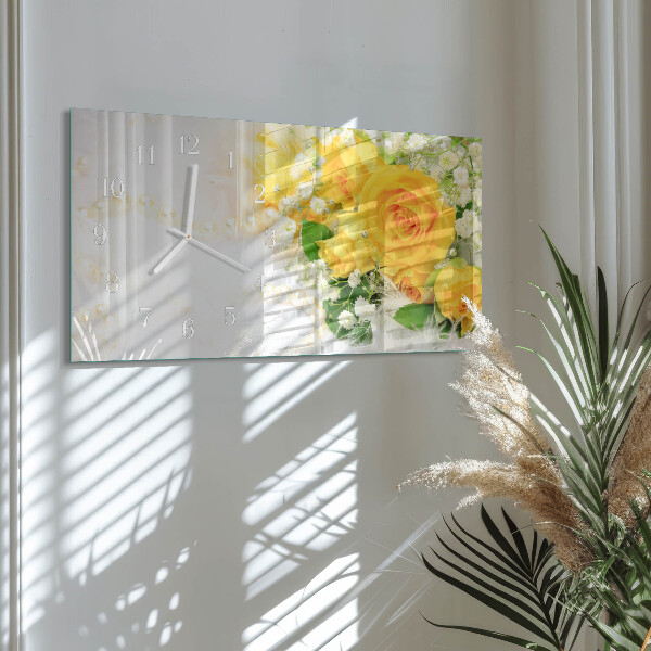 Horizontal wall clock Flowers
