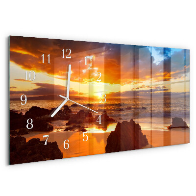 Horizontal wall clock Sunset