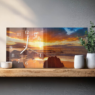 Horizontal wall clock Sunset