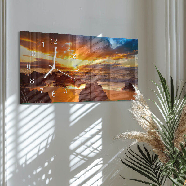 Horizontal wall clock Sunset