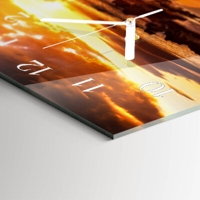 Horizontal wall clock Sunset