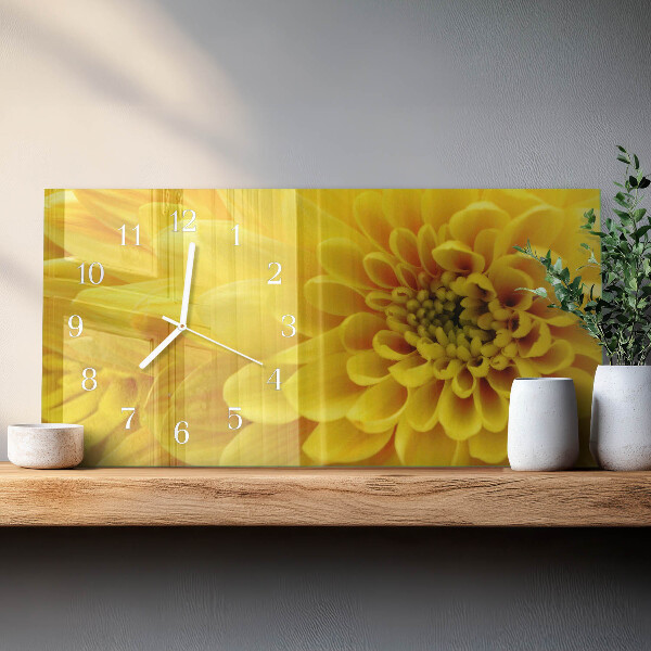 Horizontal wall clock Chrysanthemum
