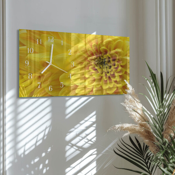Horizontal wall clock Chrysanthemum