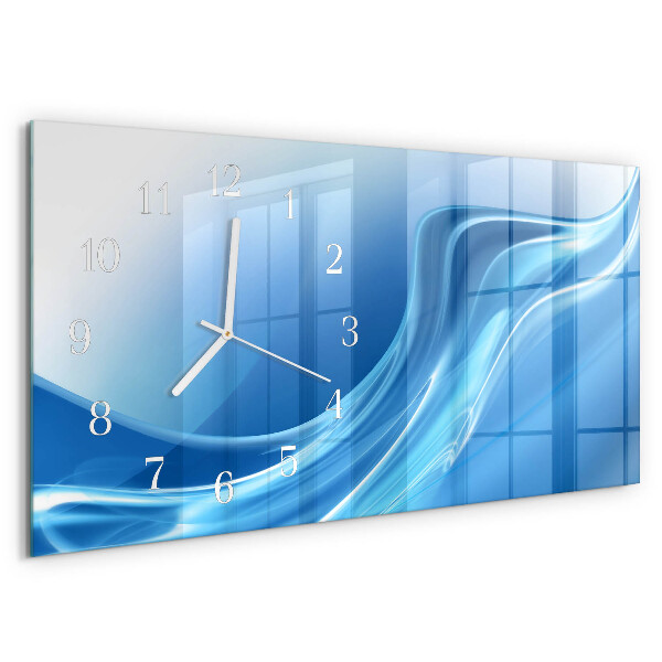 Horizontal wall clock Blue waves