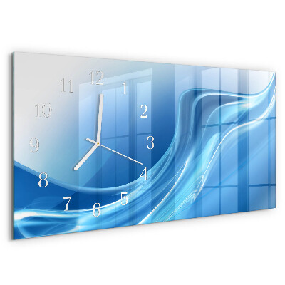 Horizontal wall clock Blue waves