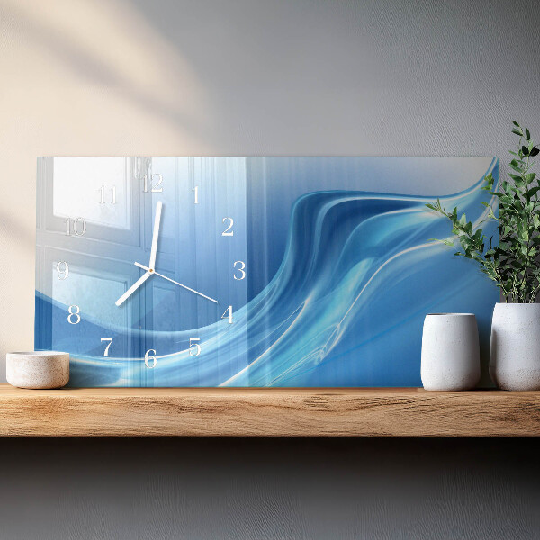 Horizontal wall clock Blue waves