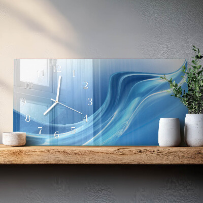 Horizontal wall clock Blue waves