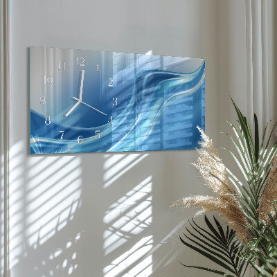 Horizontal wall clock Blue waves