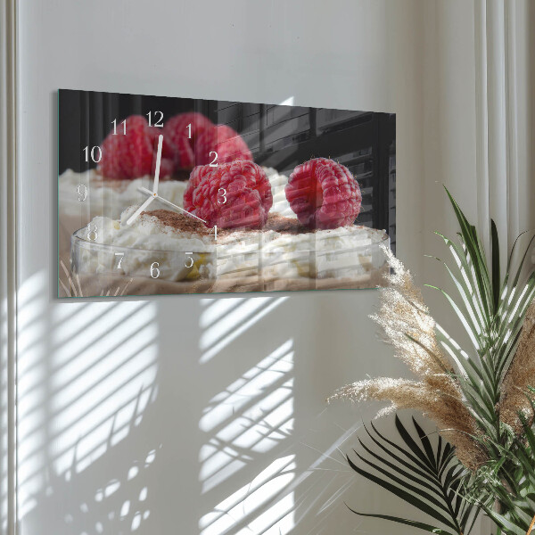 Horizontal wall clock Raspberry dessert