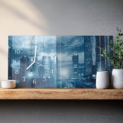 Horizontal wall clock City at night