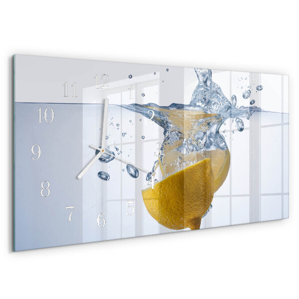 Horizontal wall clock Lemon in water