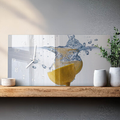 Horizontal wall clock Lemon in water