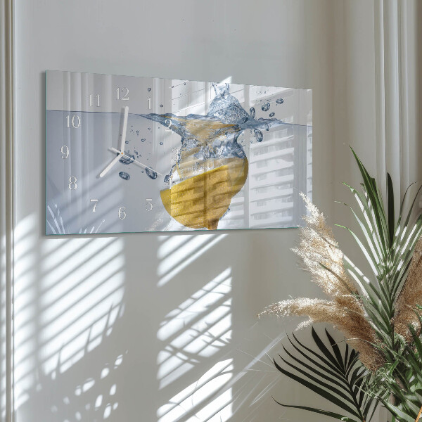 Horizontal wall clock Lemon in water