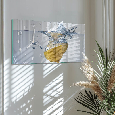 Horizontal wall clock Lemon in water