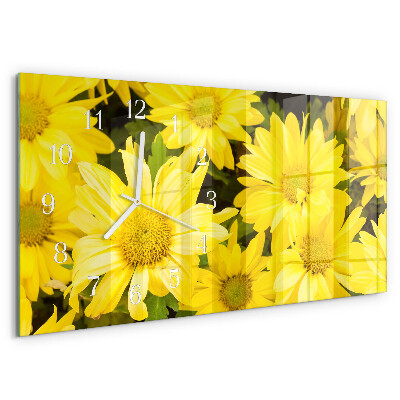 Horizontal wall clock Yellow flowers