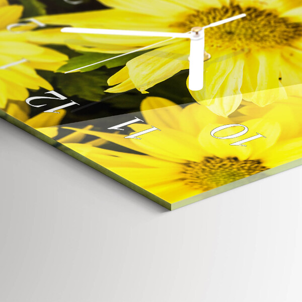 Horizontal wall clock Yellow flowers