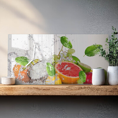 Horizontal wall clock Fruit on water