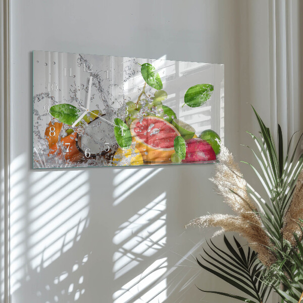 Horizontal wall clock Fruit on water
