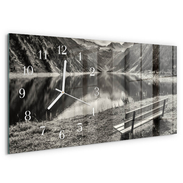 Horizontal wall clock Peaceful mountains