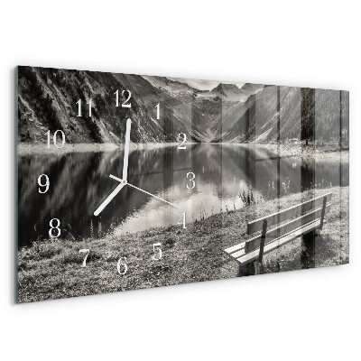 Horizontal wall clock Peaceful mountains