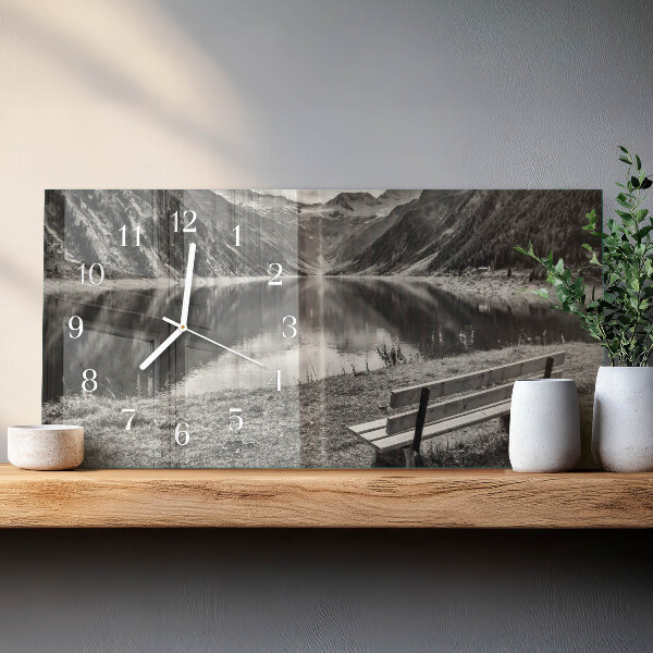Horizontal wall clock Peaceful mountains