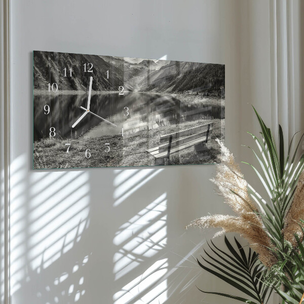 Horizontal wall clock Peaceful mountains