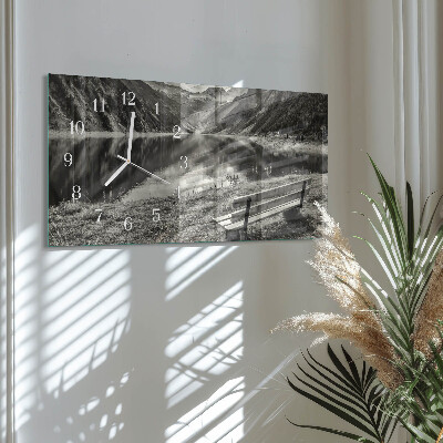 Horizontal wall clock Peaceful mountains