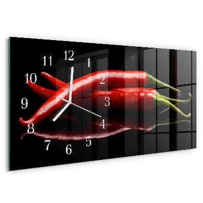 Horizontal wall clock Chili peppers