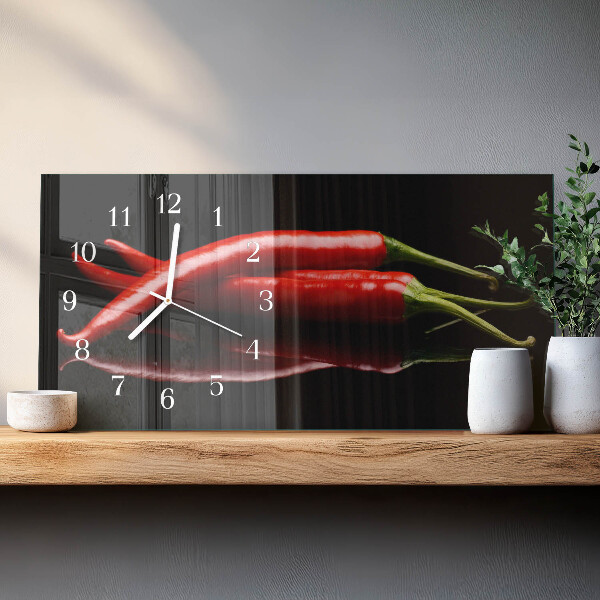 Horizontal wall clock Chili peppers