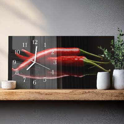 Horizontal wall clock Chili peppers