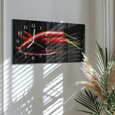 Horizontal wall clock Chili peppers