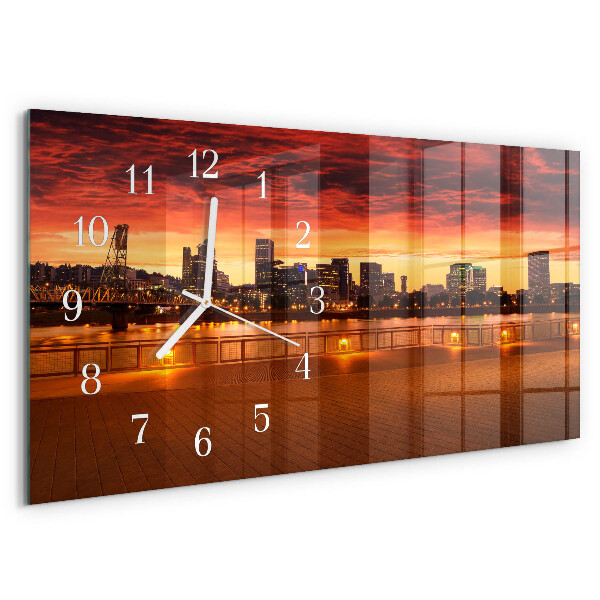 Horizontal wall clock Sunset