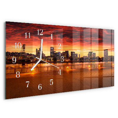 Horizontal wall clock Sunset