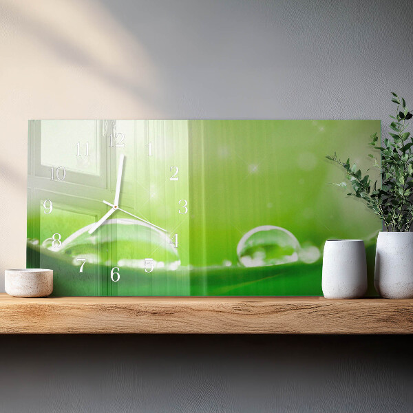 Horizontal wall clock Drops of water