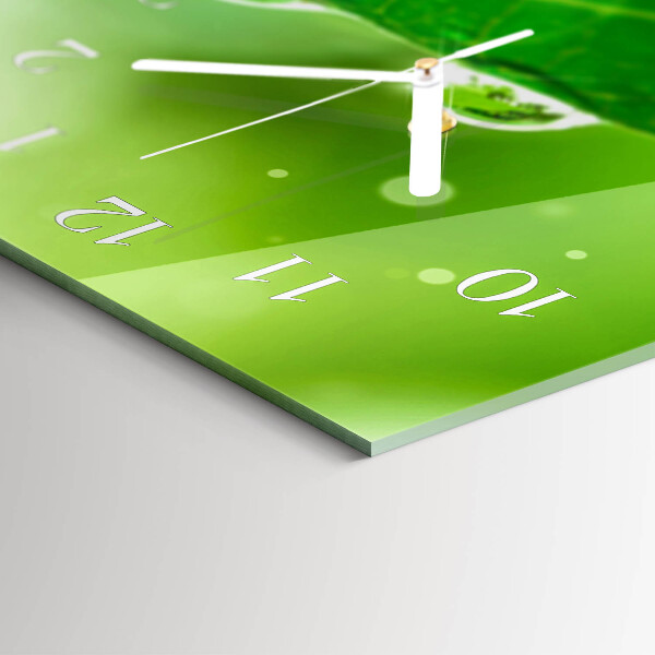 Horizontal wall clock Dew on a leaf