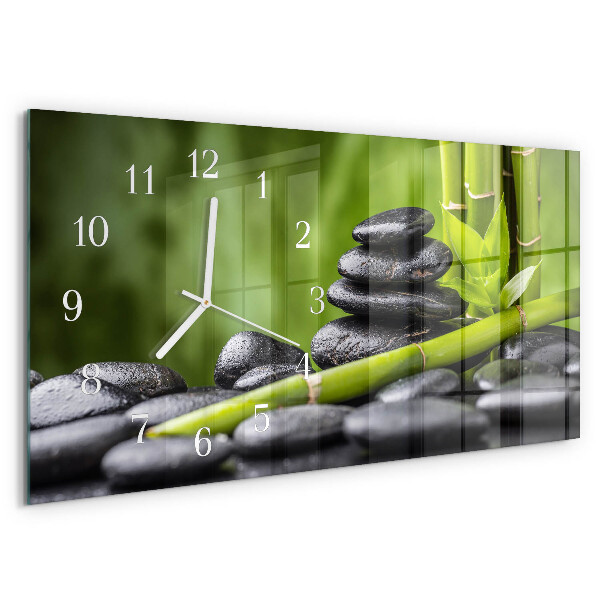 Horizontal wall clock Zen stones